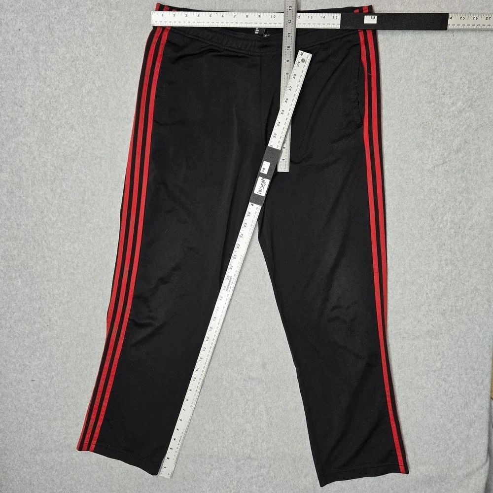 Adidas Men Activewear Pants M Black Track Red Stripe 30